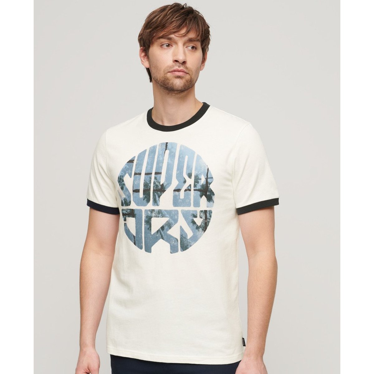 T-shirt à logo photographique blanc hivernal, SUPERDRY