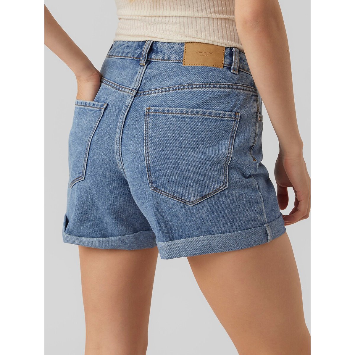 Shorts larghi, vita alta medium blue, VERO MODA