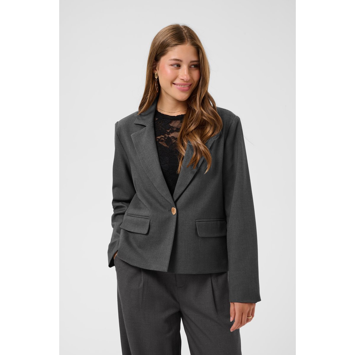 Blazer gris dark grey melange, CREAM
