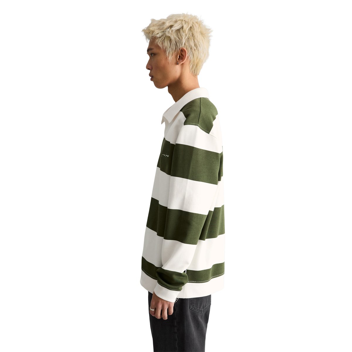 Sweat-shirt polo relaxed avec motif à rayures imprimé vert foncé, MARC O’POLO DENIM