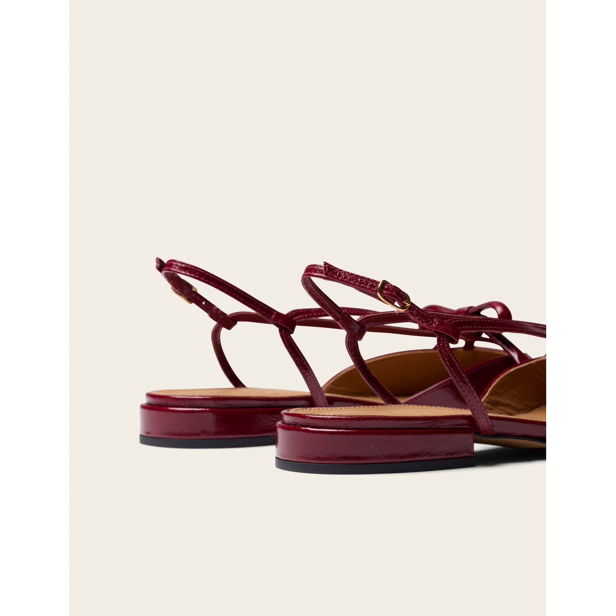 Ballerines VIKI cuir plissé bordeaux, ODAJE