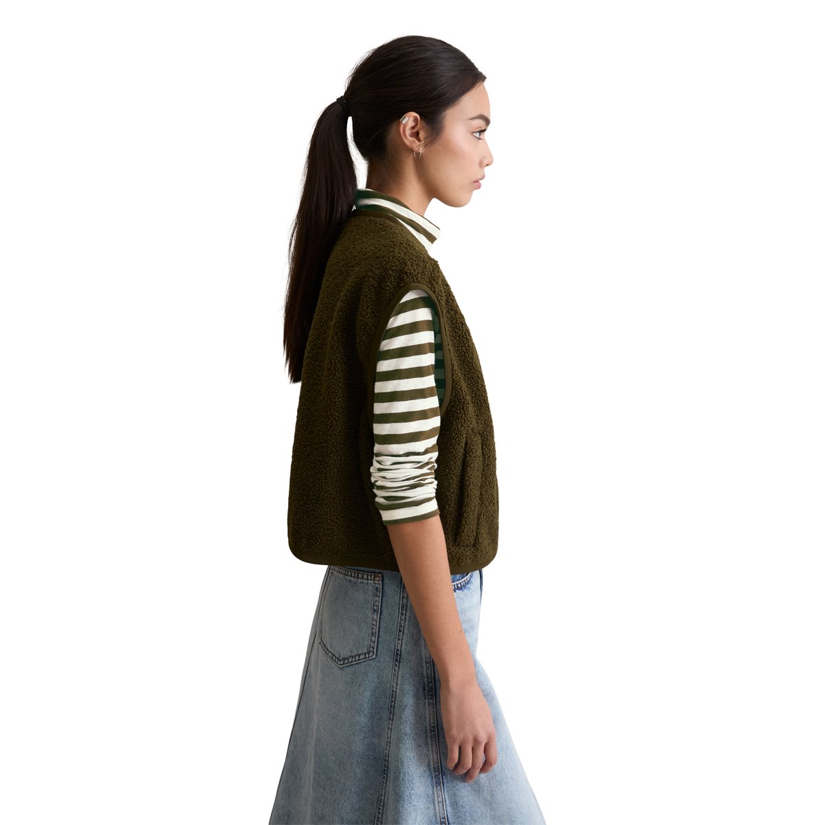 Sweat-shirt bouclé relaxed en polyester recyclé brun foncé, MARC O’POLO DENIM