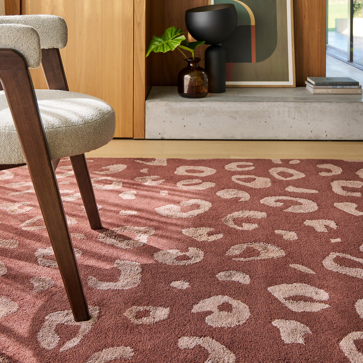 Tapis en 65% laine, motif léopard, THELMA acajou, LA REDOUTE INTERIEURS