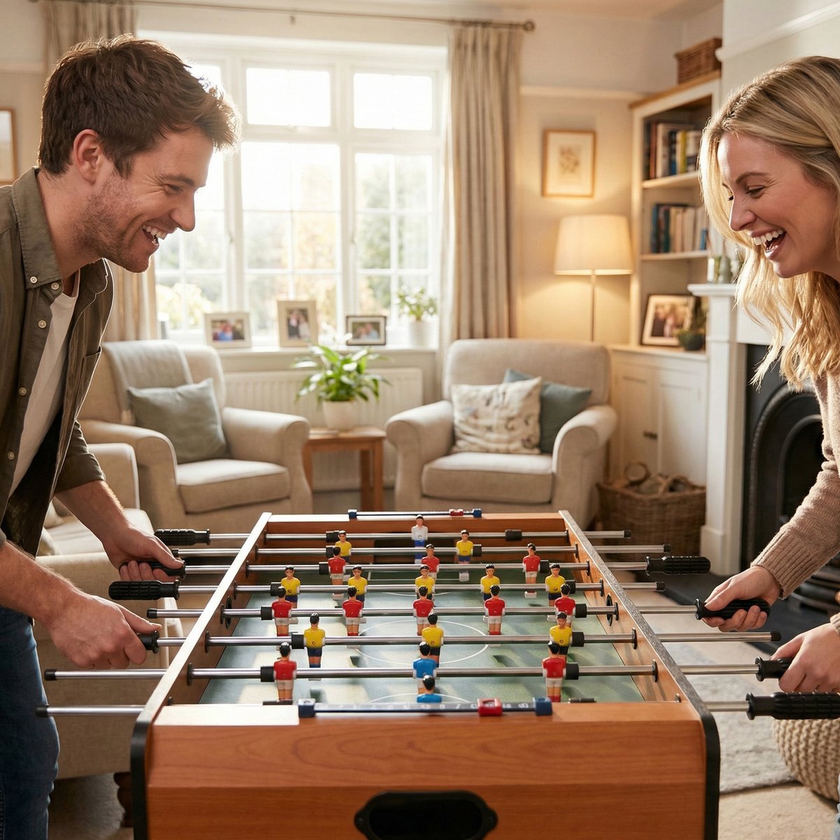 Mini Table Football MDF Bois naturel orange, HOMCOM