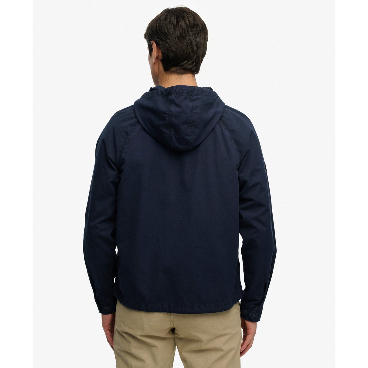 Veste à capuche en twill lavé bleu marine délavé, SUPERDRY
