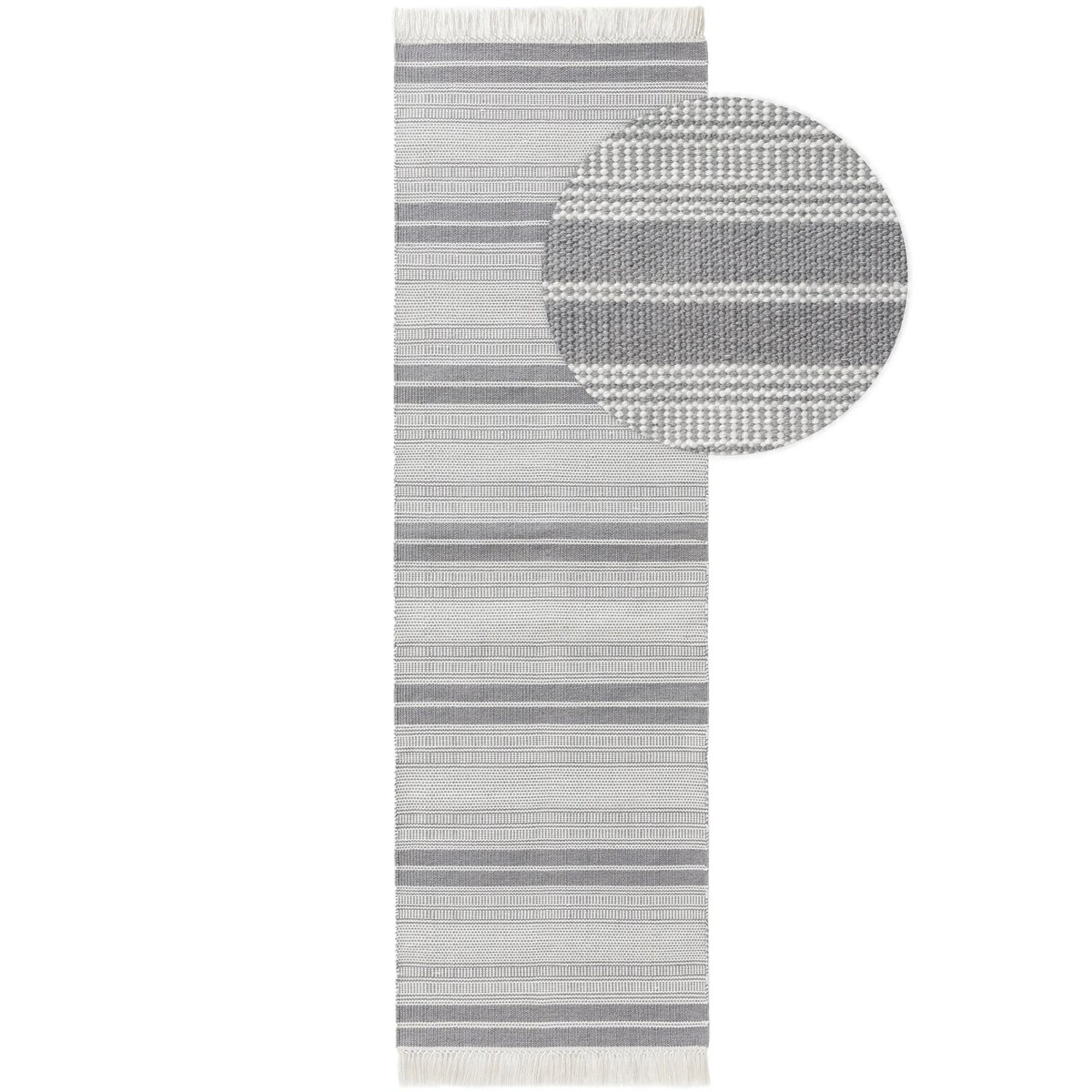 Tapis de couloir d'extérieur & intérieur tissé main SIENA gris, BENUTA 