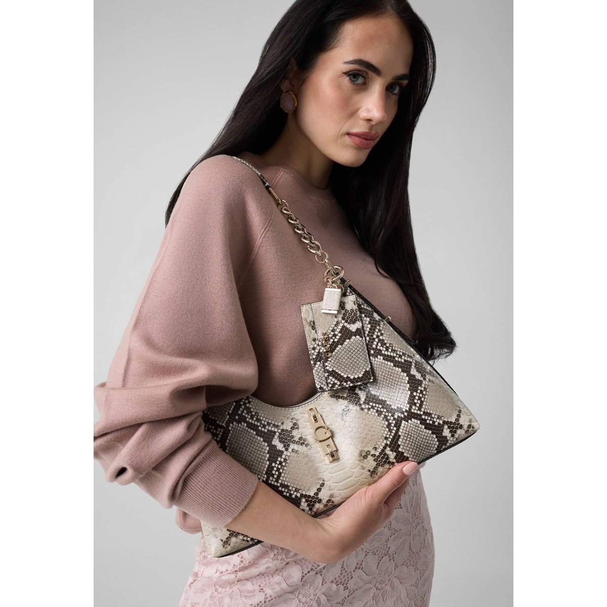 Sac Hobo Imprimé Animalier Yvonne marron multi, GUESS