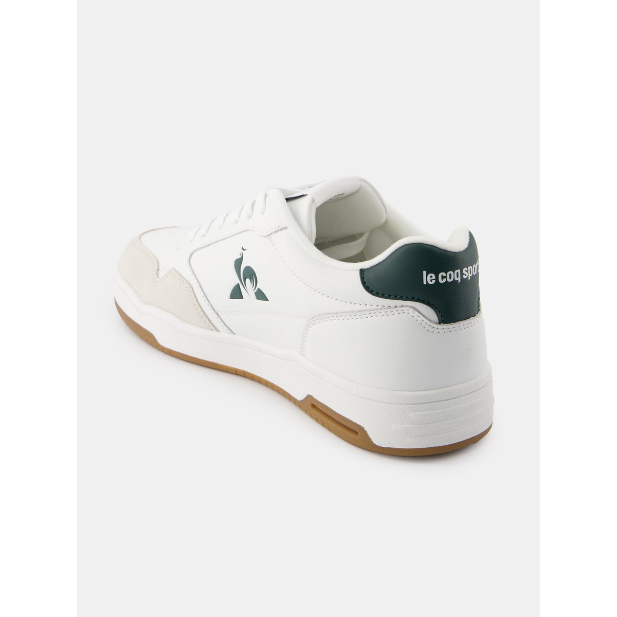 Sneakers en cuir recyclé et suede LCS Master optical white/trekking green, LE COQ SPORTIF