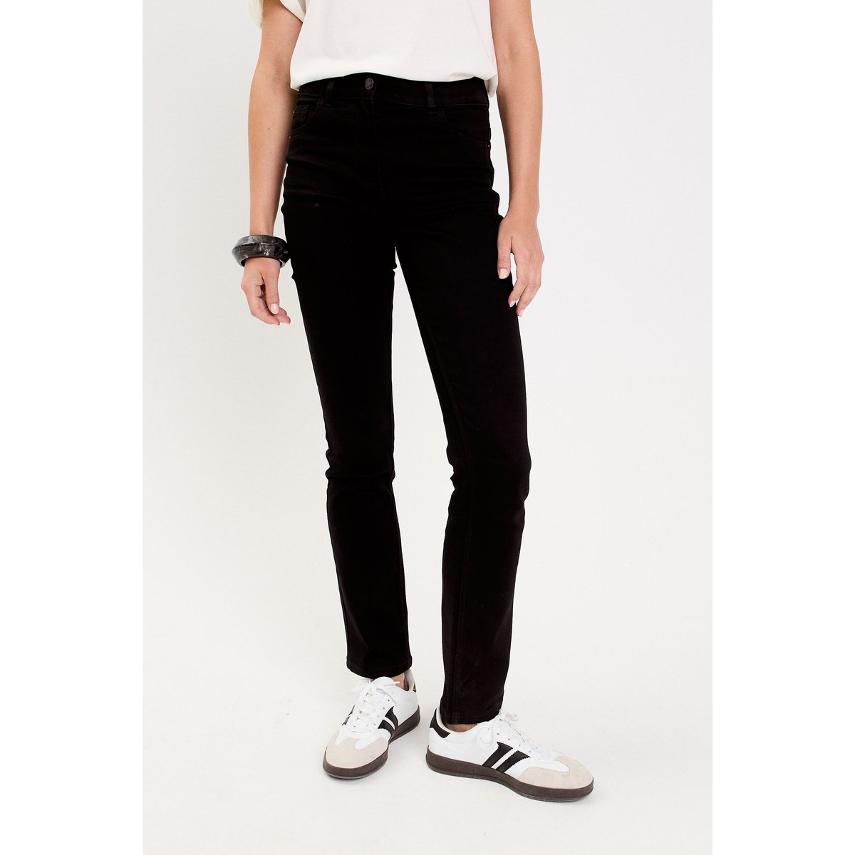 Jean droit regular taille standard denim noir, CACHE CACHE
