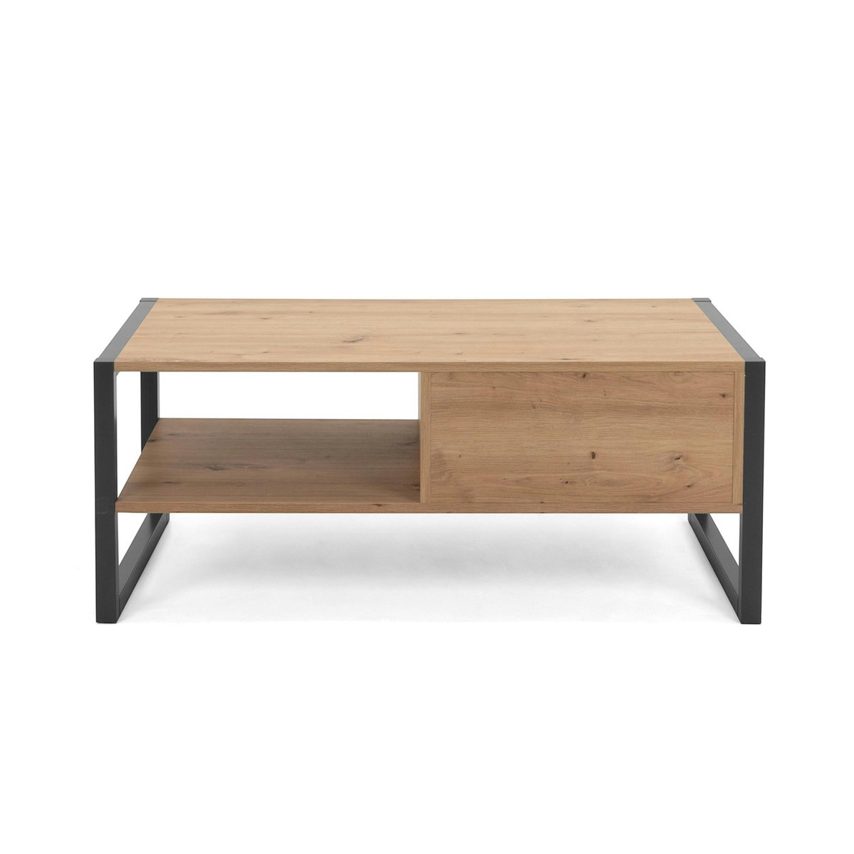 Table basse rectangulaire avec niche et tiroir ALVA chêne, PIER IMPORT