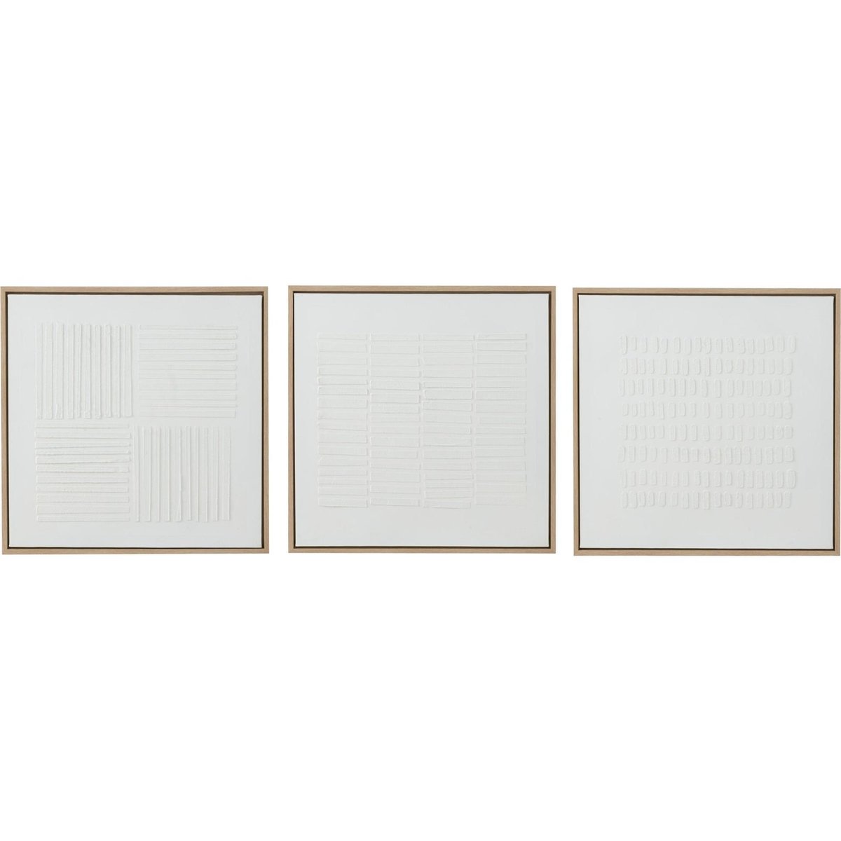 Tableau minimaliste en toile, Lot de 3 blanc et bois clair, RECOLLECTION