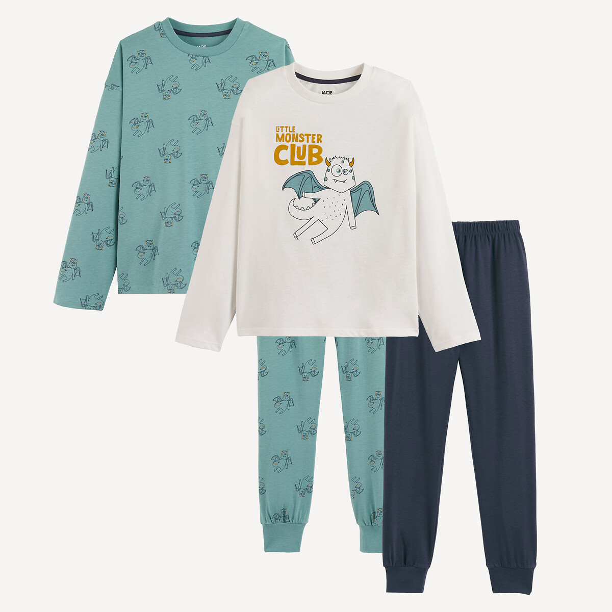 Lot de 2 pyjamas en jersey, imprimé monstres assortis, LA REDOUTE COLLECTIONS
