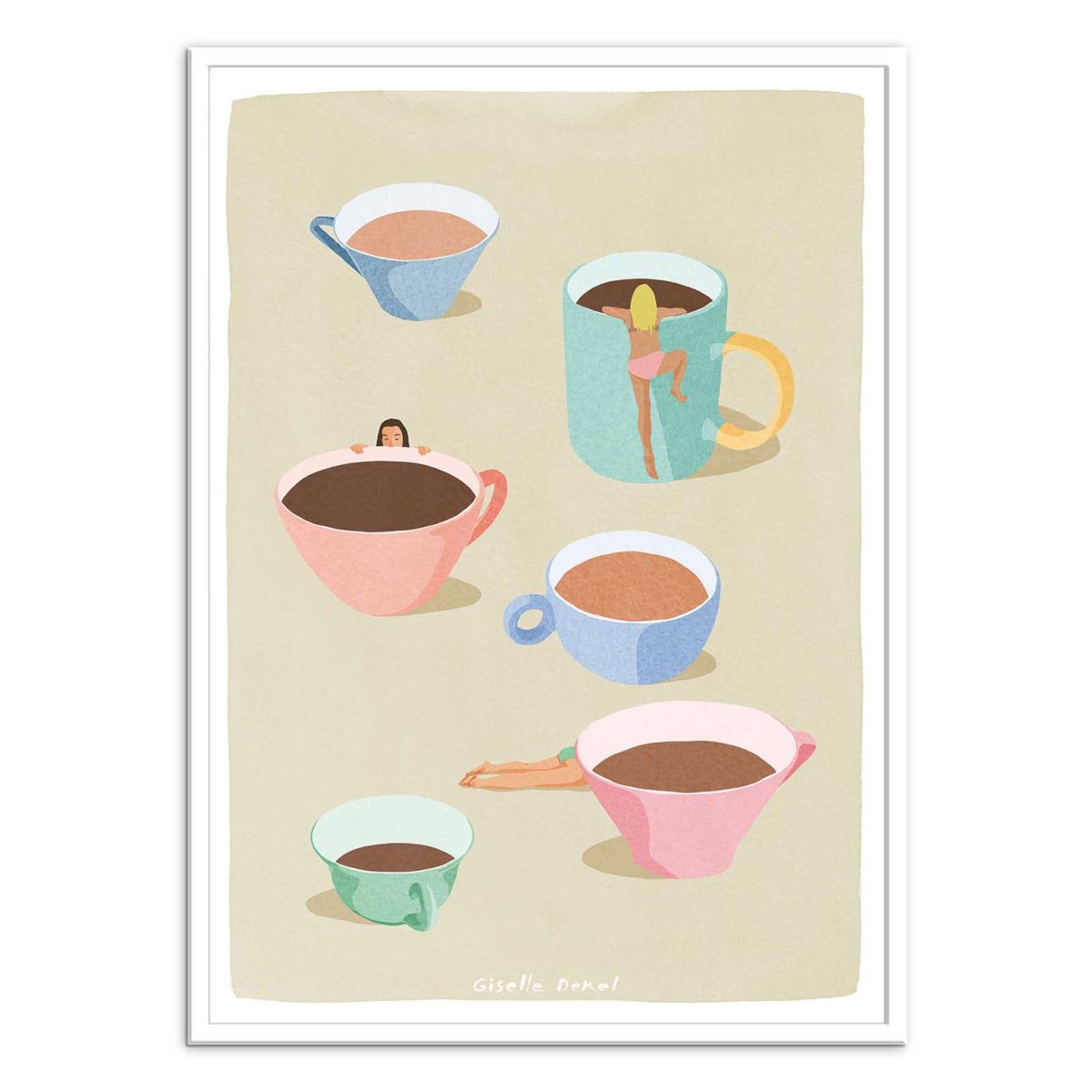 Affiche d'art - Coffee Ladies - Giselle Dekel couleur unique, WALL EDITIONS