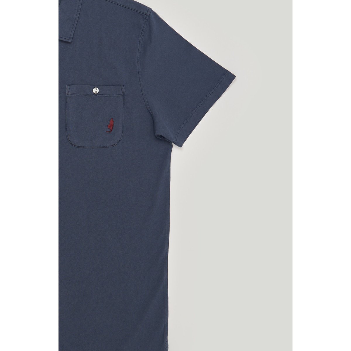Polo façon chemise en jersey bleu marine, MCS