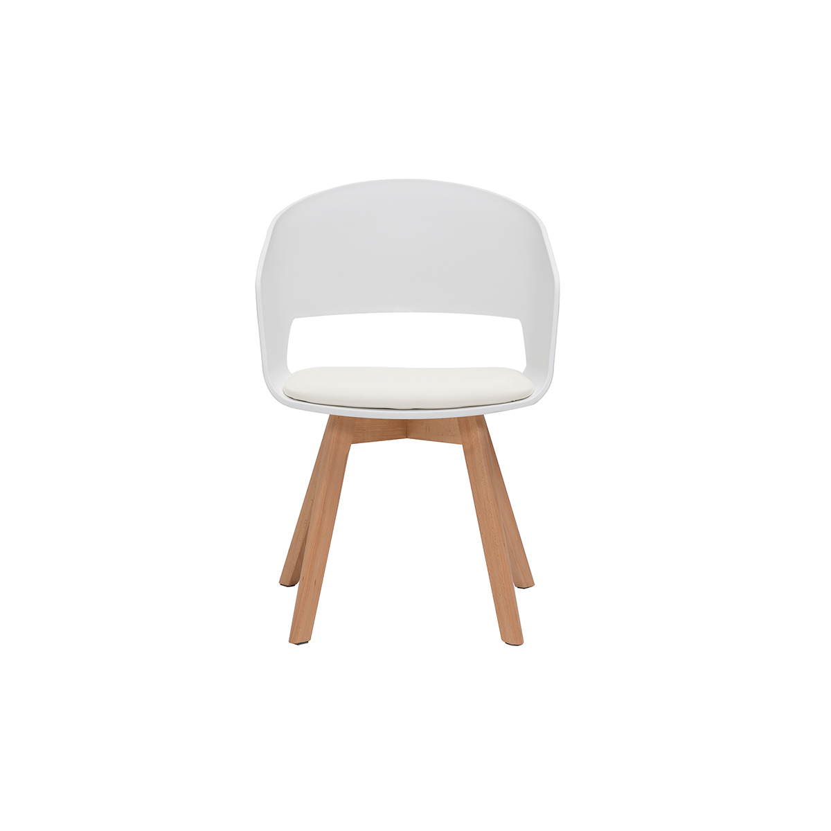 Chaise scandinave pieds bois clair PRISMA blanc, MILIBOO