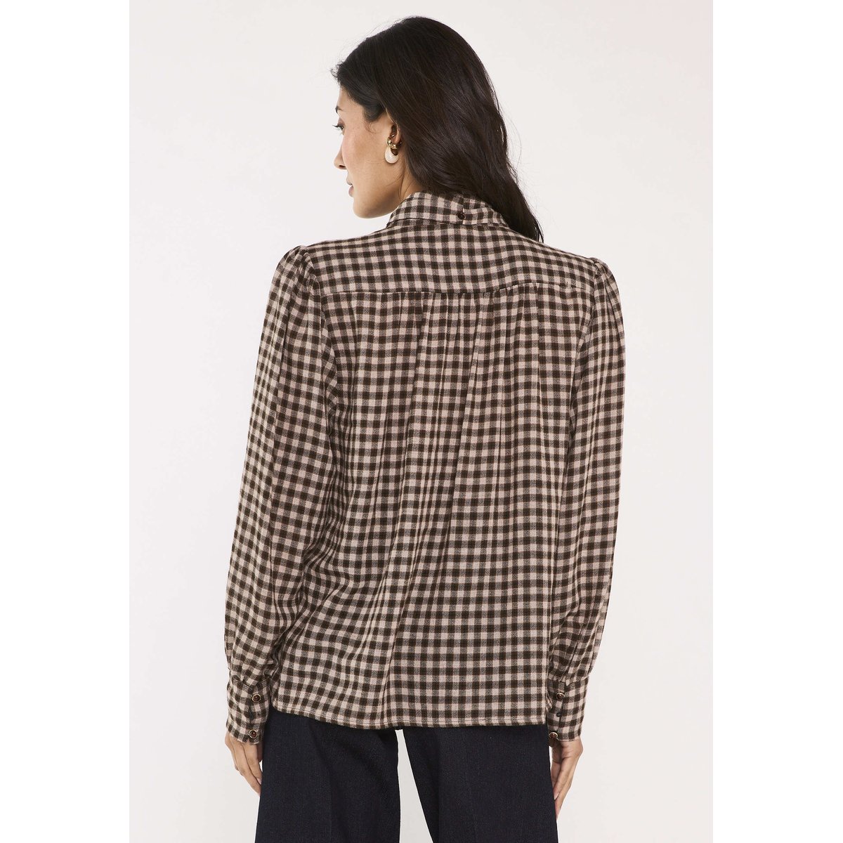 Blouse à carreaux en viscose mélangée SPIRIT beige, Maison 123
