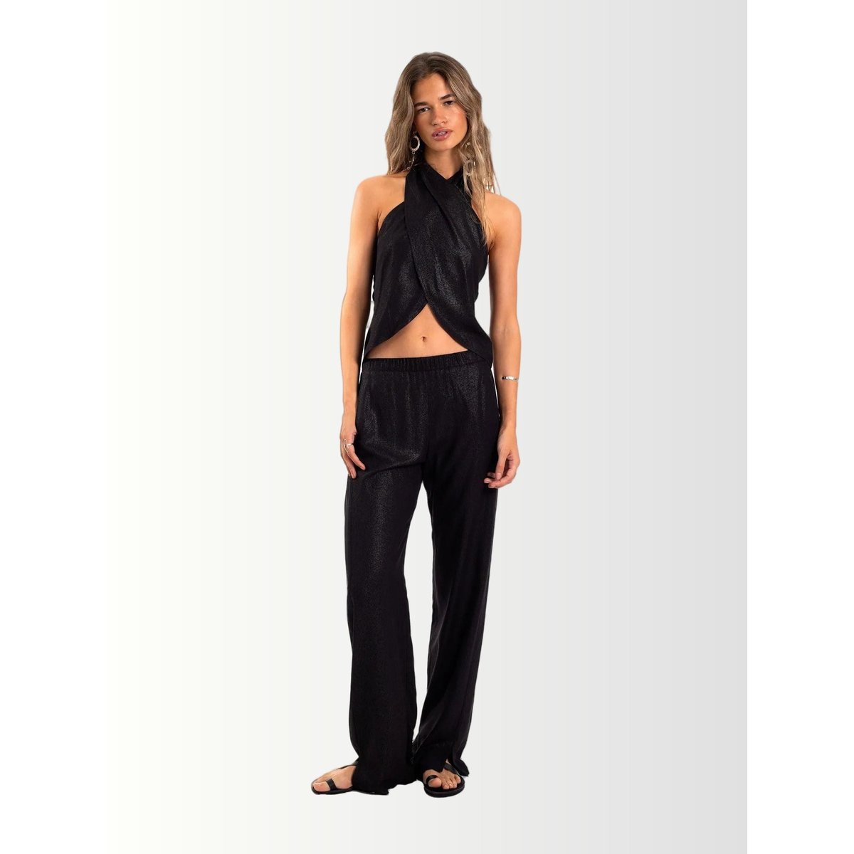 Pantalon long à paillettes SORRY I'M HERE noir, THE-ARE