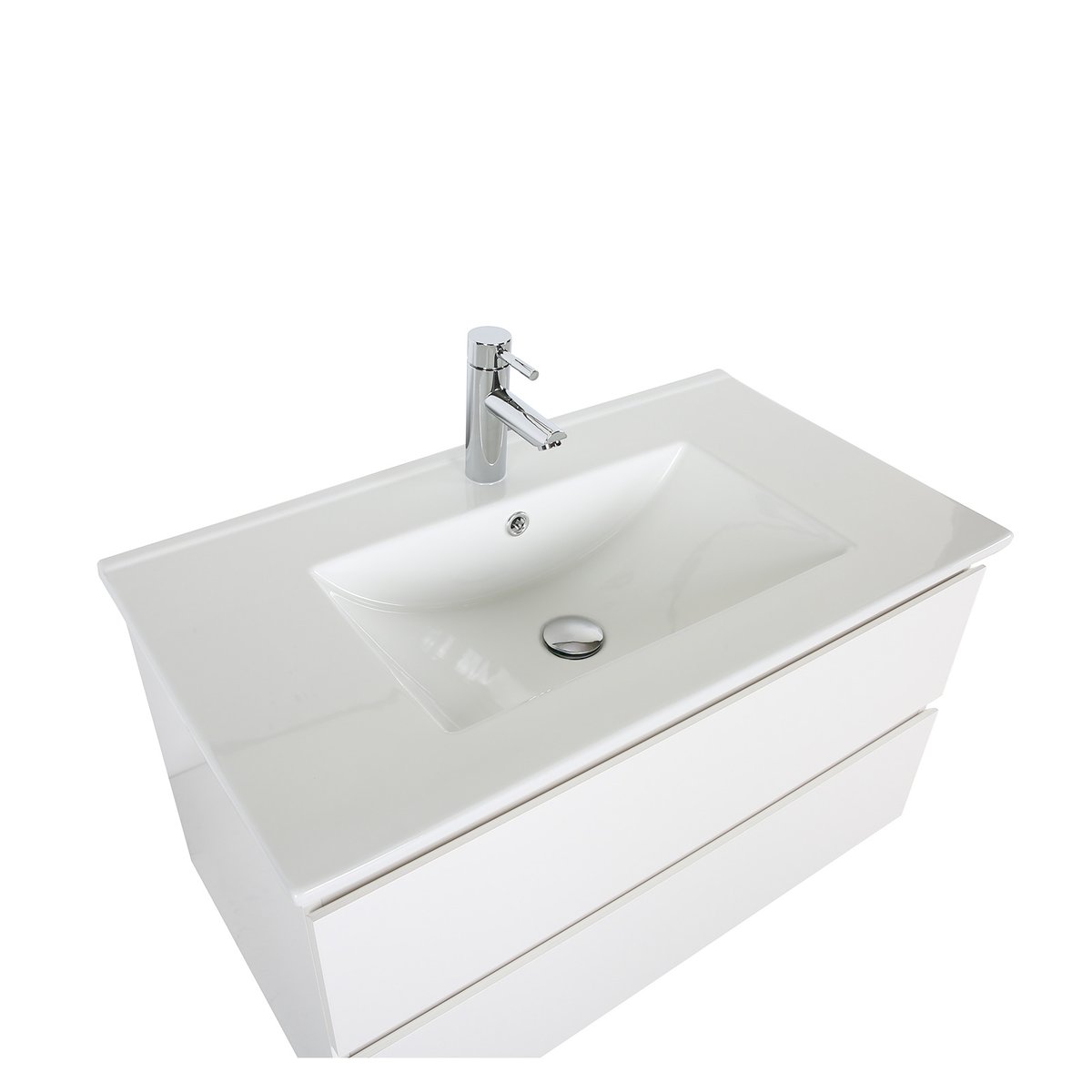 Meuble simple vasque 80 cm SORRENTO blanc satiné, MOB IN