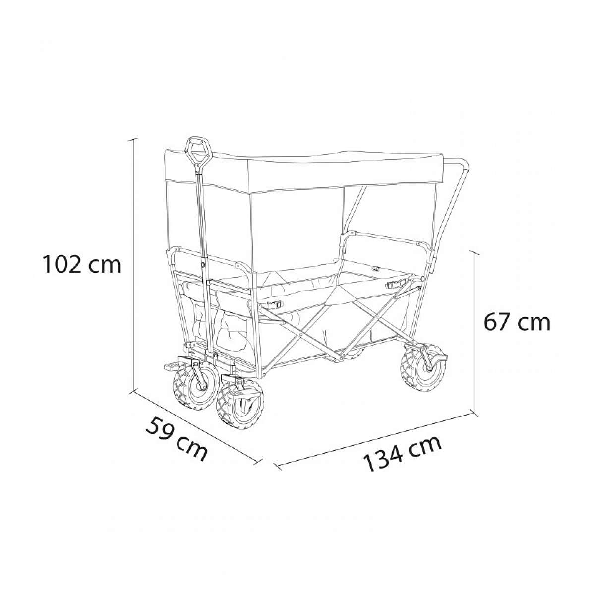 Chariot pliable avec toit bleu AB210 couleur unique, AXI HOUSE