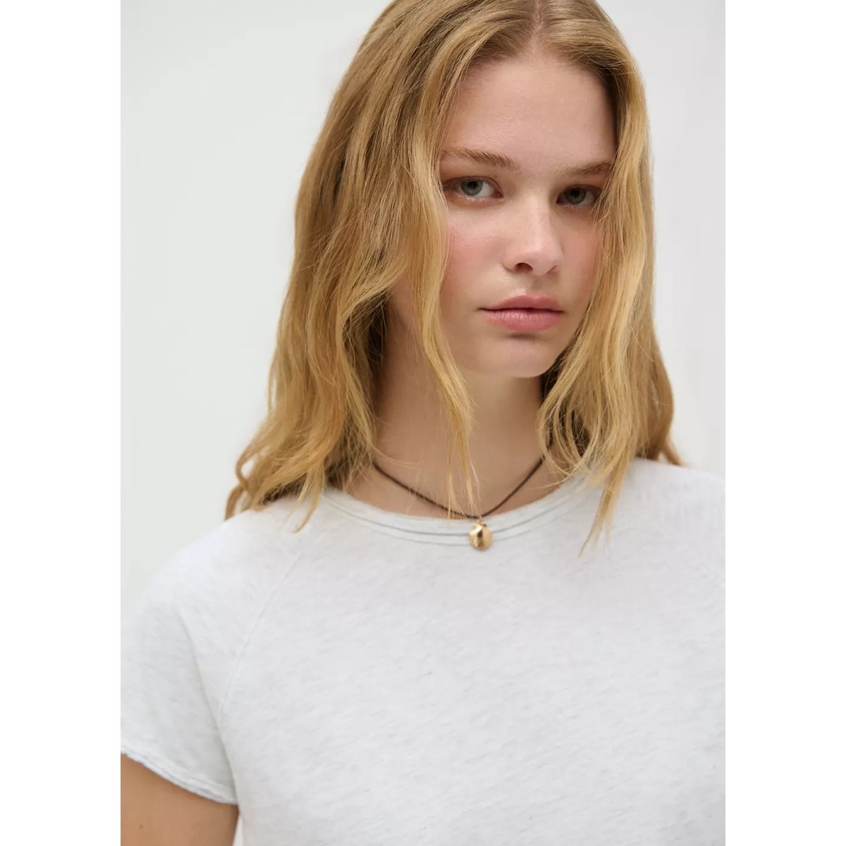 T-shirt coton détail coutures gris chiné clair, MANGO TEEN