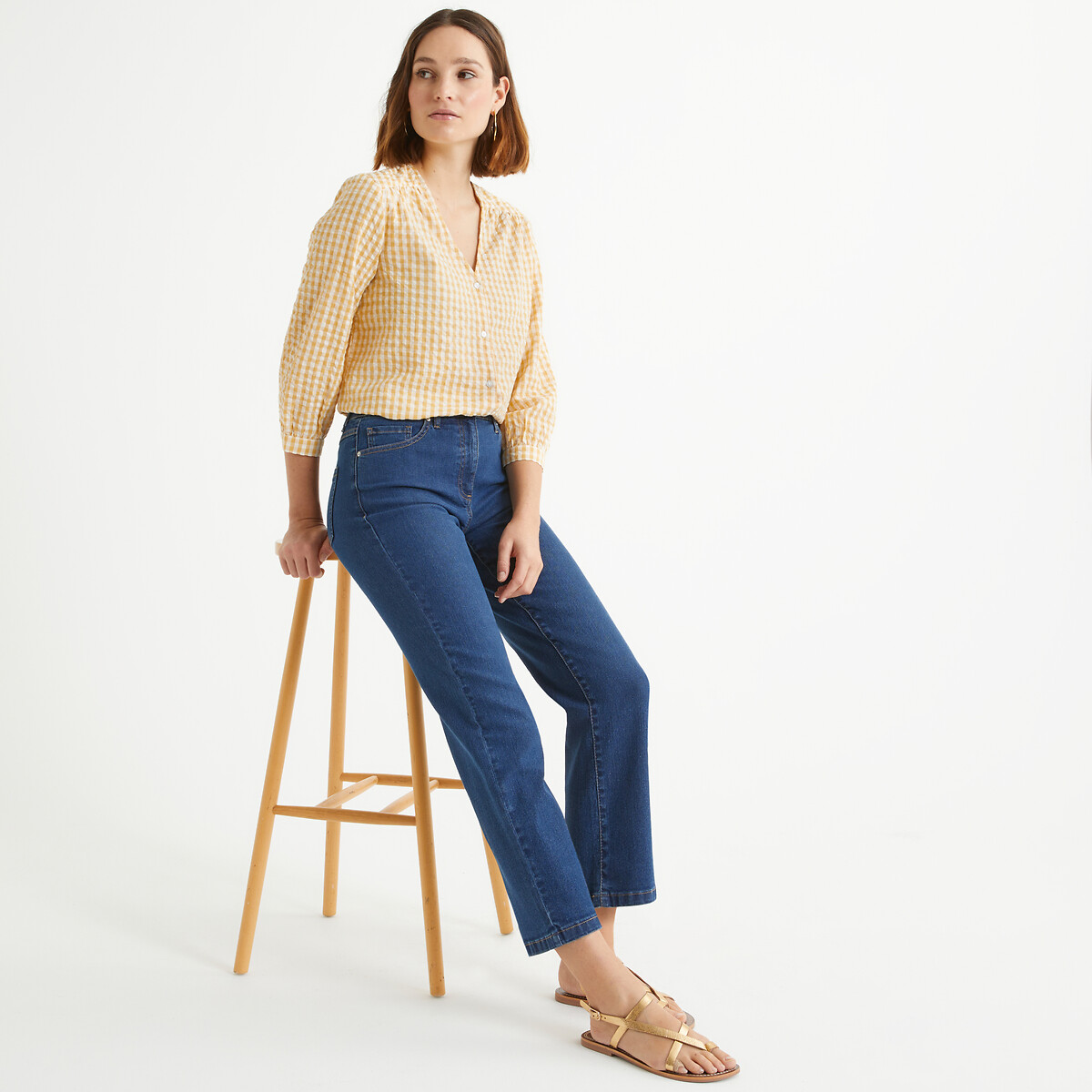 Wide Leg Cropped Jeans stonewashed blue, ANNE WEYBURN