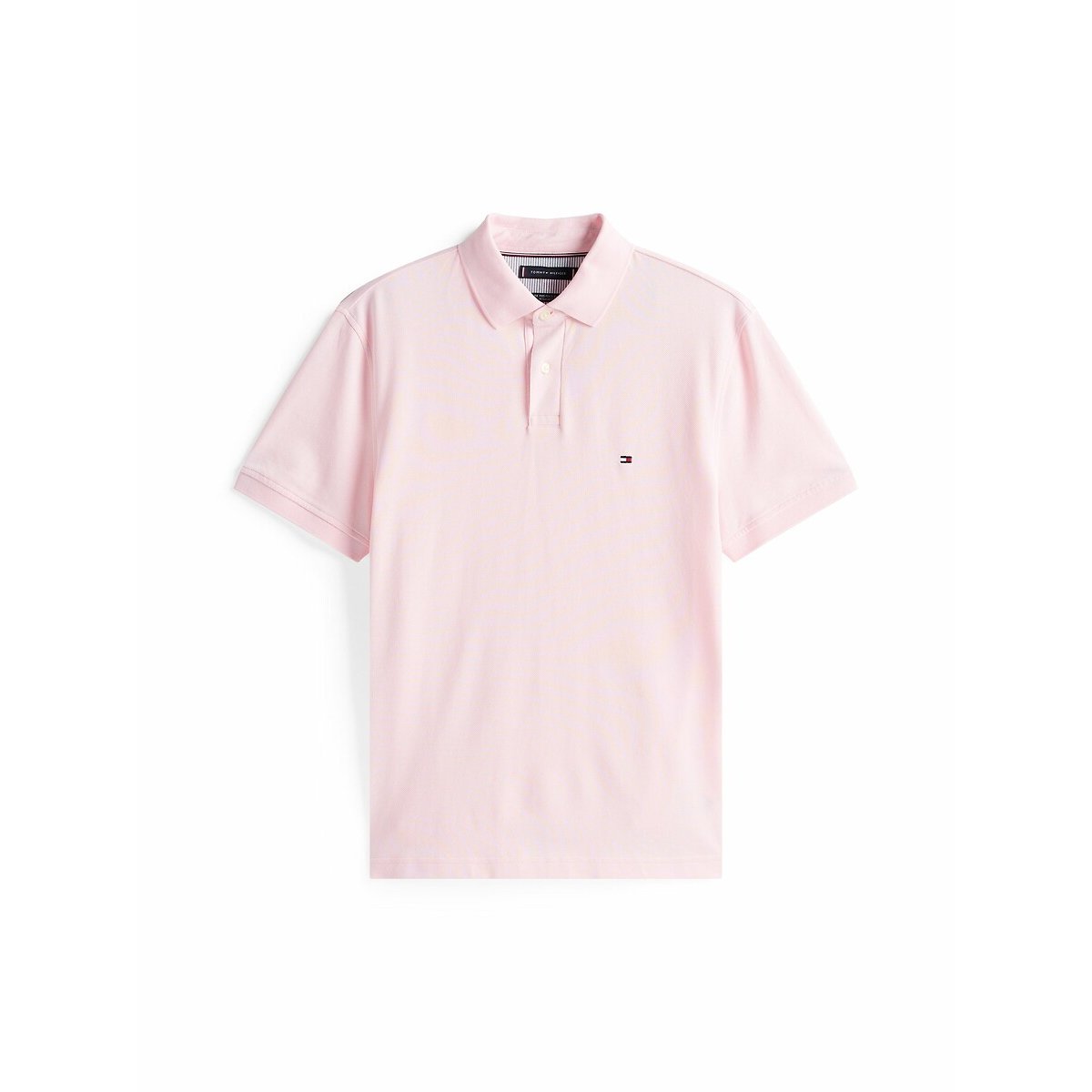 Polo droit stretch col 2 boutons rose pale, TOMMY HILFIGER