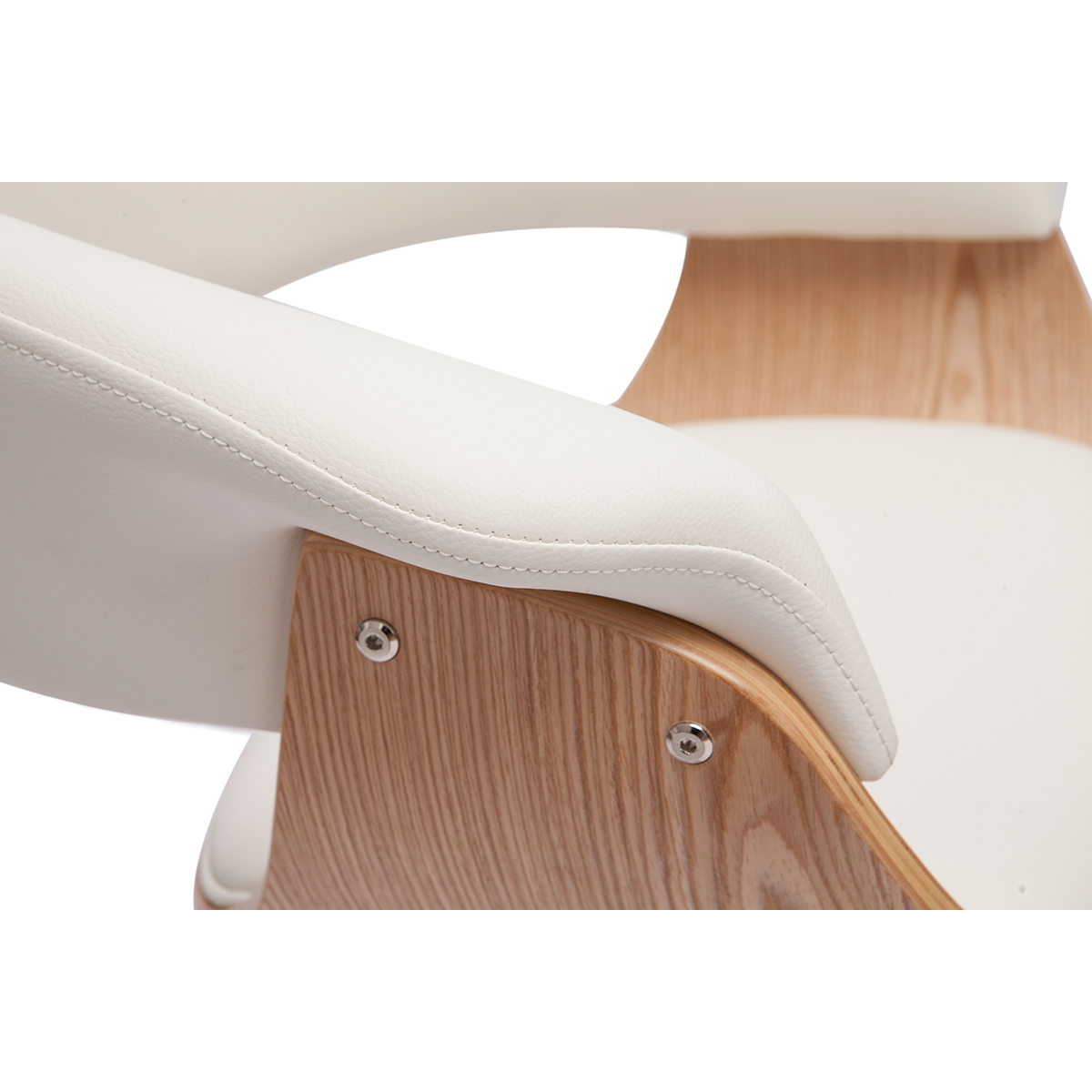 Tabouret de bar design pivotant blanc et bois clair H67 cm OKTAV blanc, MILIBOO