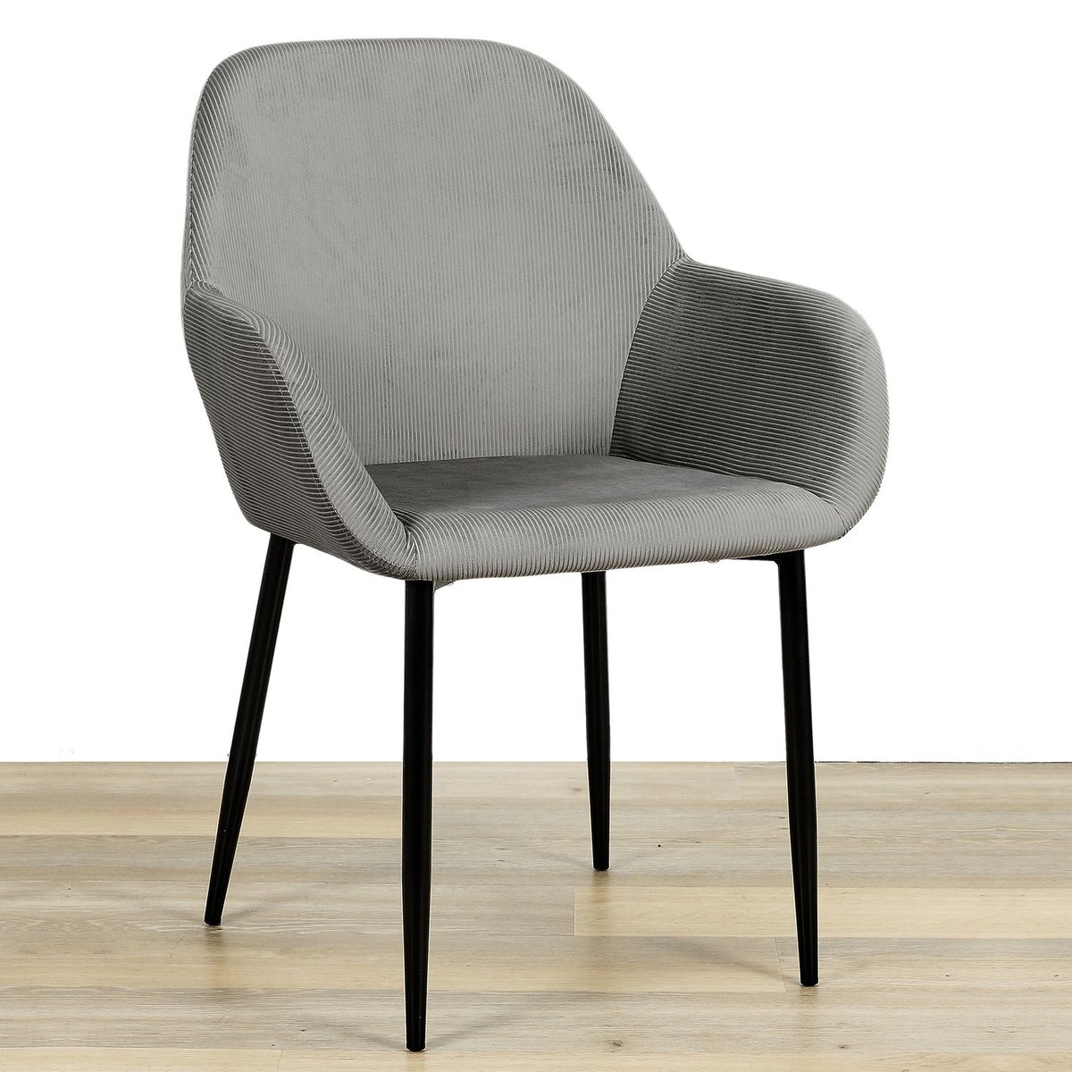 Lot de 2 fauteuils de table en velours GIULIA gris foncé, TOILINUX
