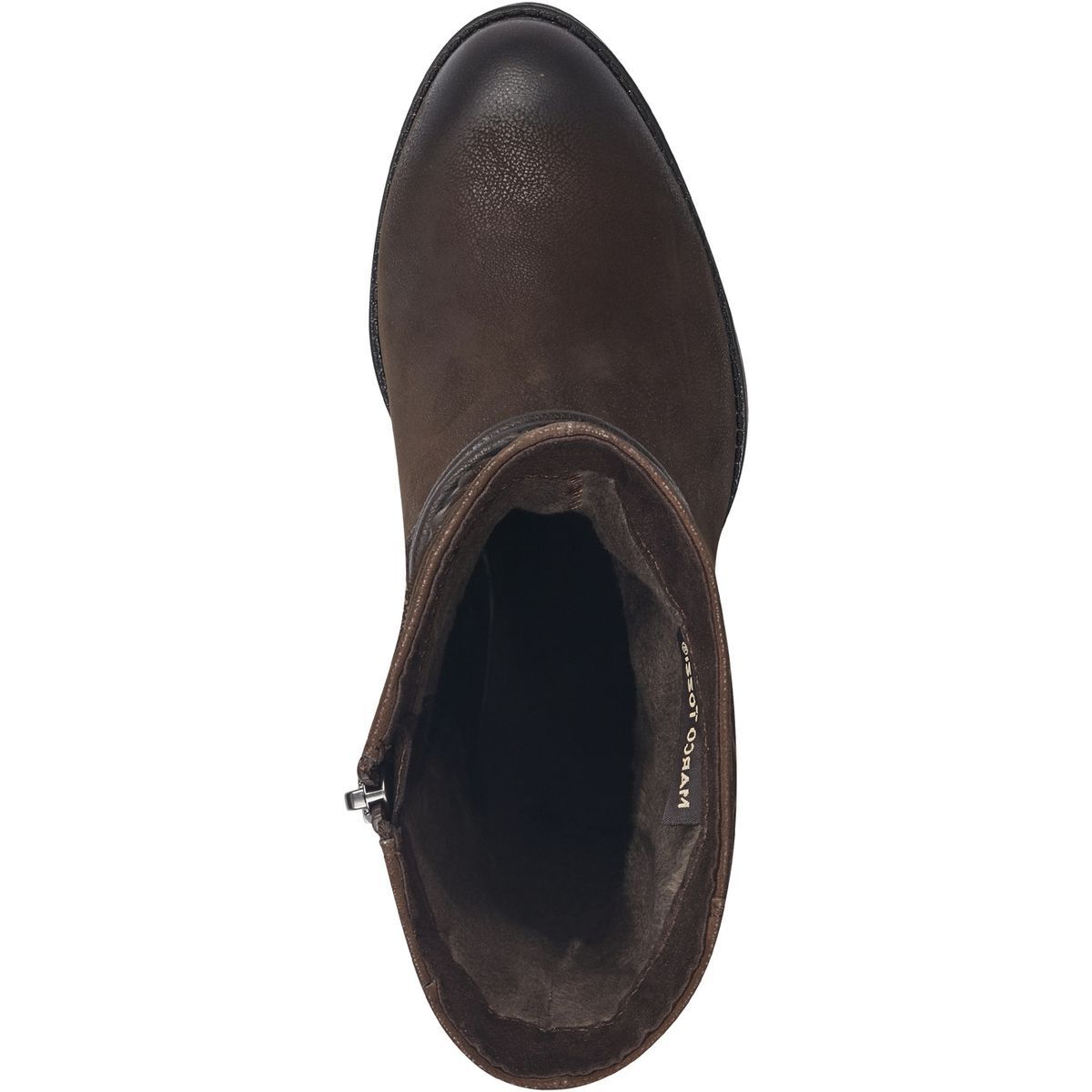 Bottine talon bloc marron antilope combiné, MARCO TOZZI