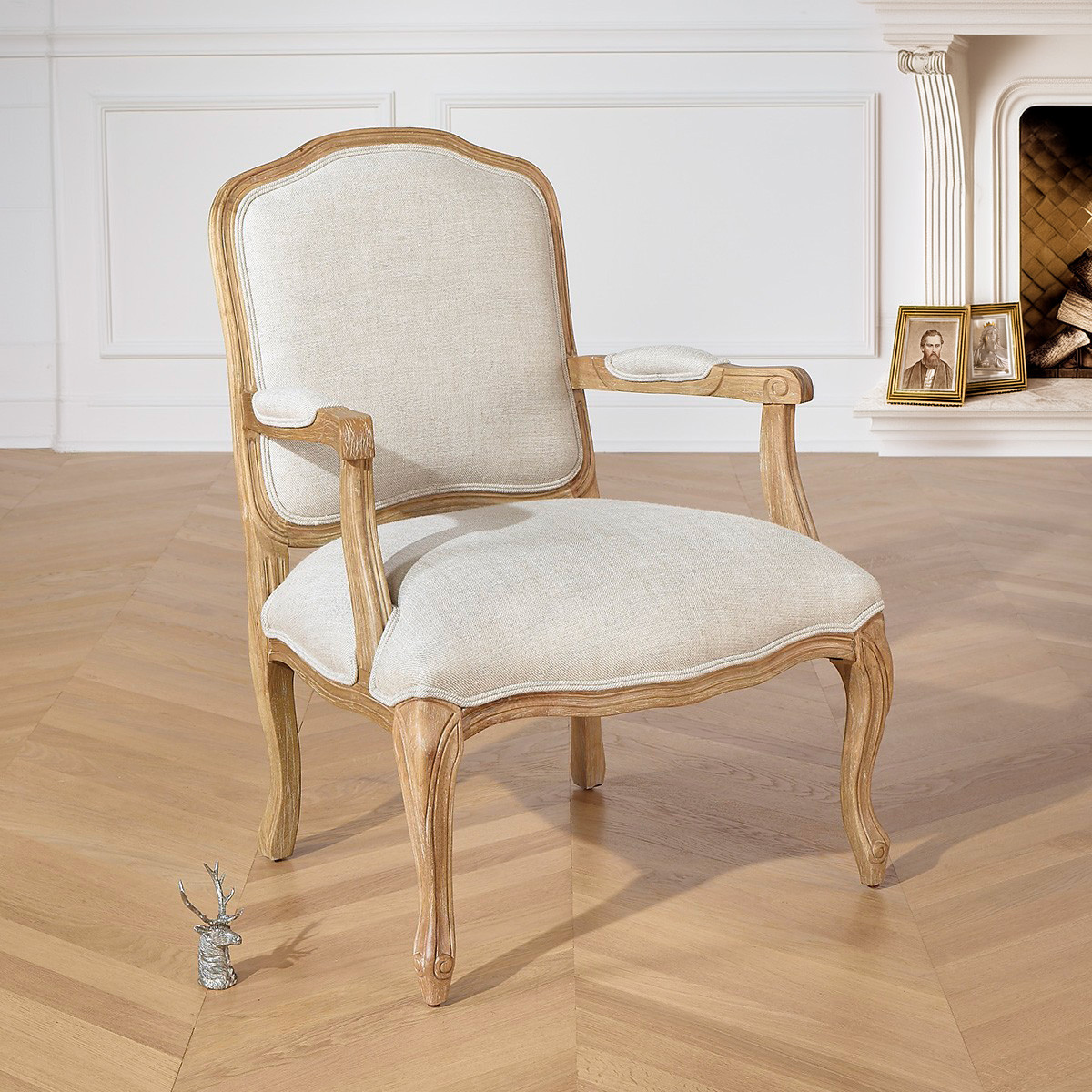 Fauteuil en hévéa et lin premium INES lin, ROBIN DES BOIS