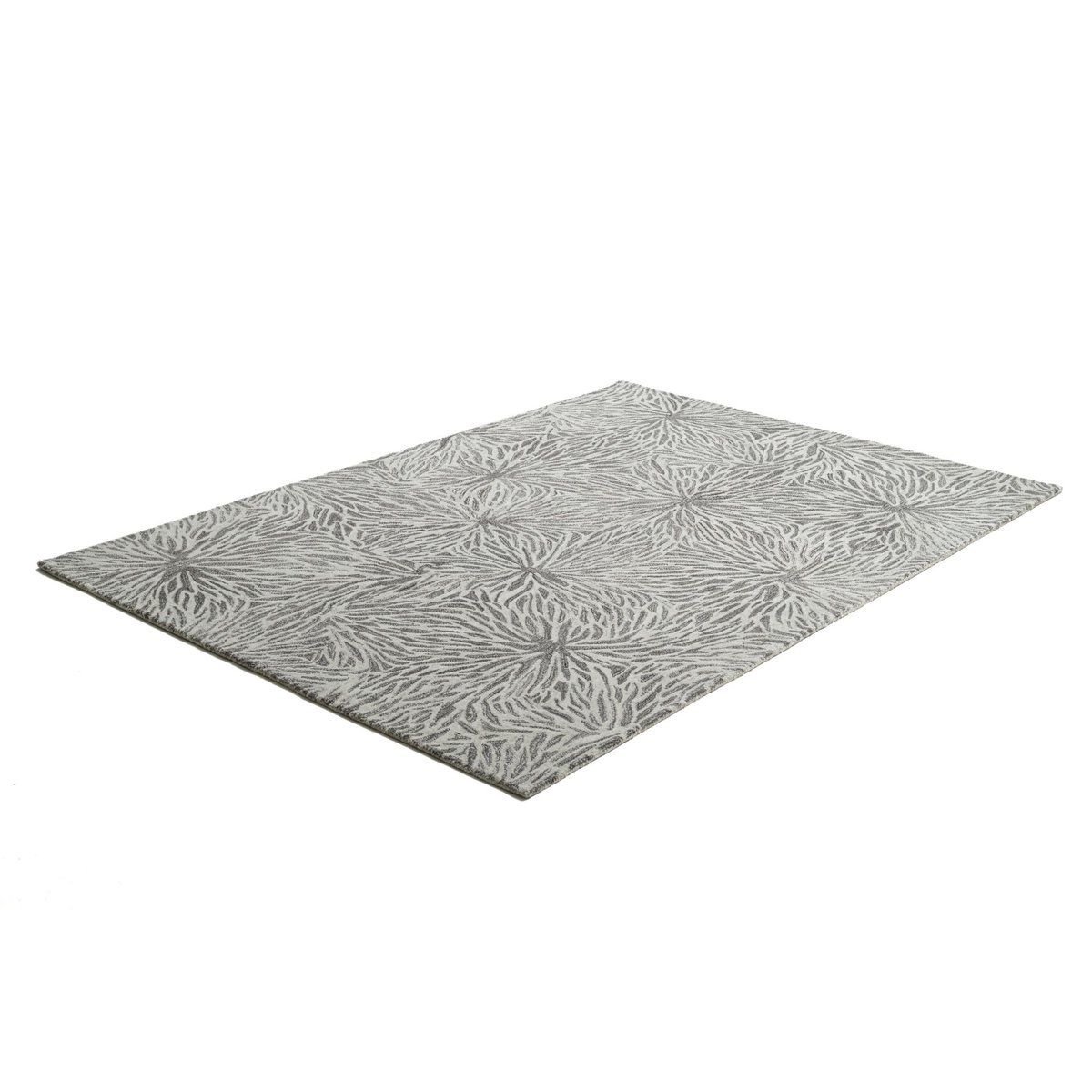 Tapis tufté main en laine vierge et viscose gris, THEKO
