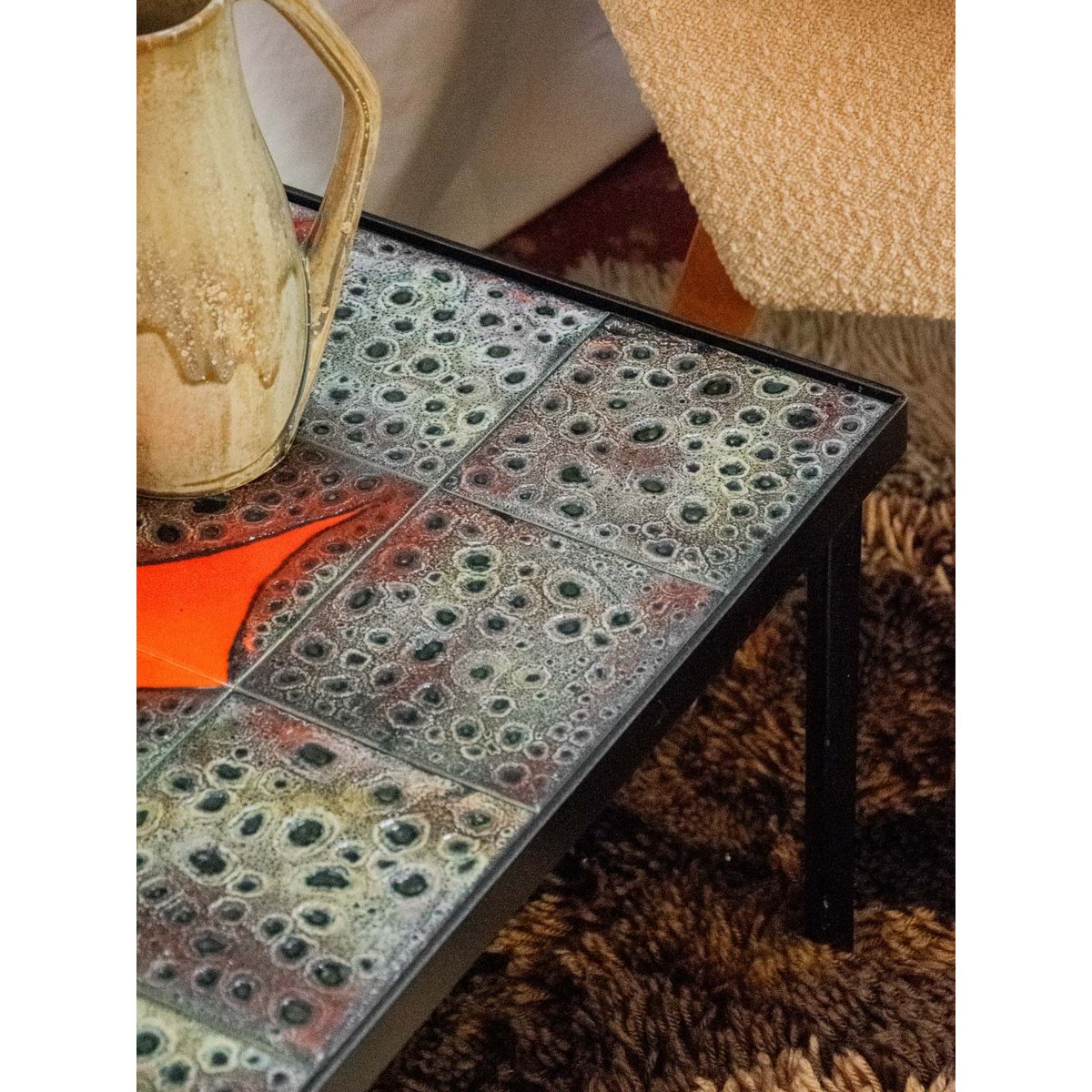 Table basse cratères en céramique Donna N°769 - Bon état noir, DEBONGOUT