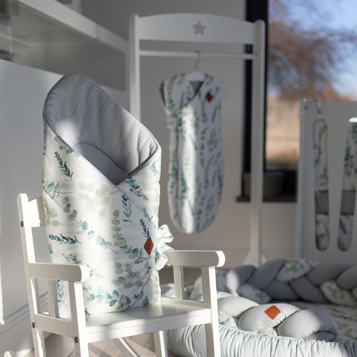 Lot de 2 langes en bambou aloe vera EUCALYPTUS eucalyptus, vert, gris, SEVIRA KIDS