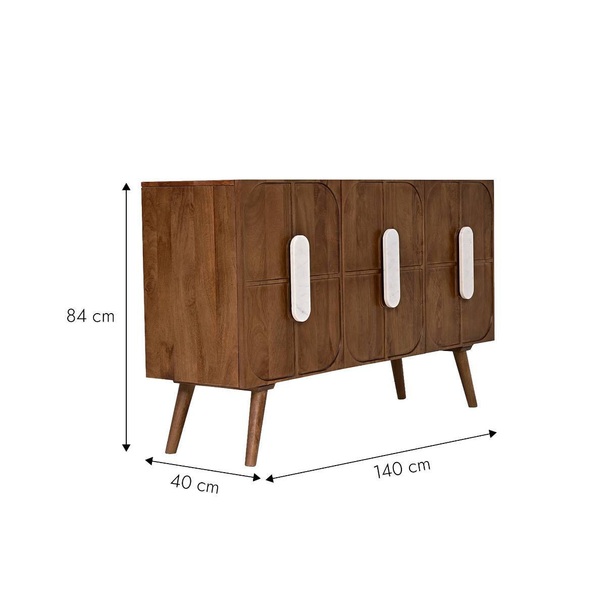 Buffet en bois de manguier et marbre AVENOR bois foncé, MADE IN MEUBLES