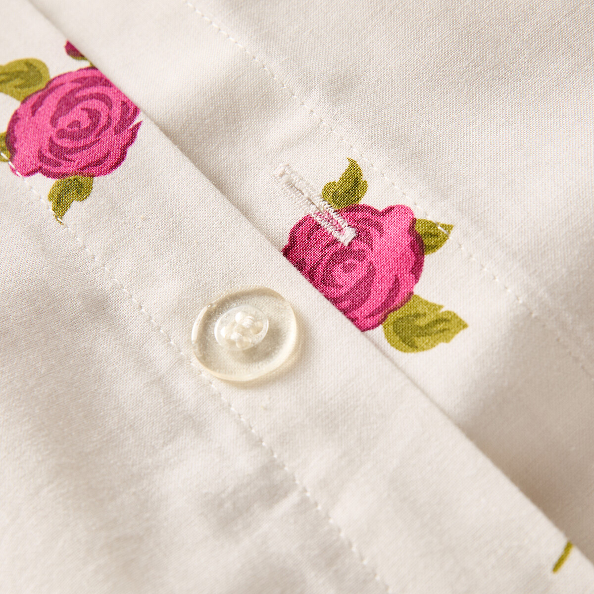Conjunto de cama en 30% algodón reciclado, funda de almohada cuadrada, estampado de rosas, ROSAN estampado con fondo crudo, LA REDOUTE INTERIEURS
