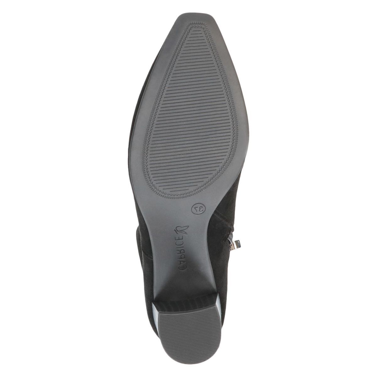 Bottine talon bloc noir cuir beige, CAPRICE