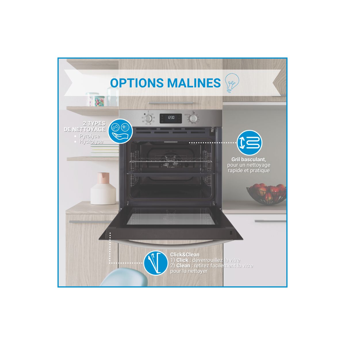 Four encastrable IO275PX inox, INDESIT