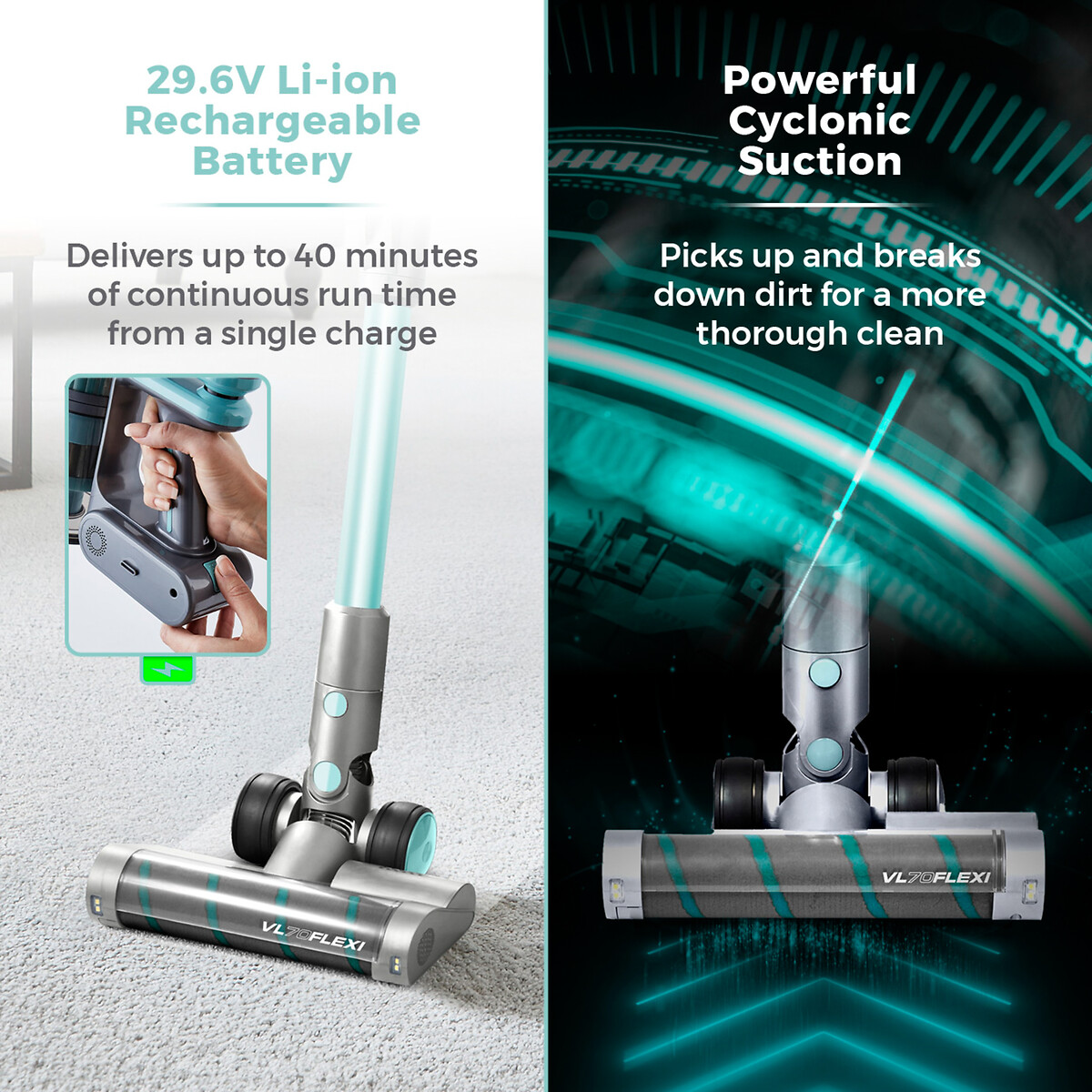 VL70 Flexi Cordless Anti Tangle Vacuum - T513011 blue, TOWER