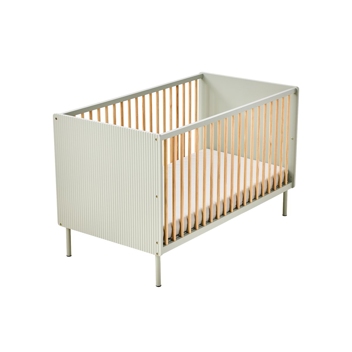 Lit bébé cannelé évolutif 70x140cm vert, VERTBAUDET