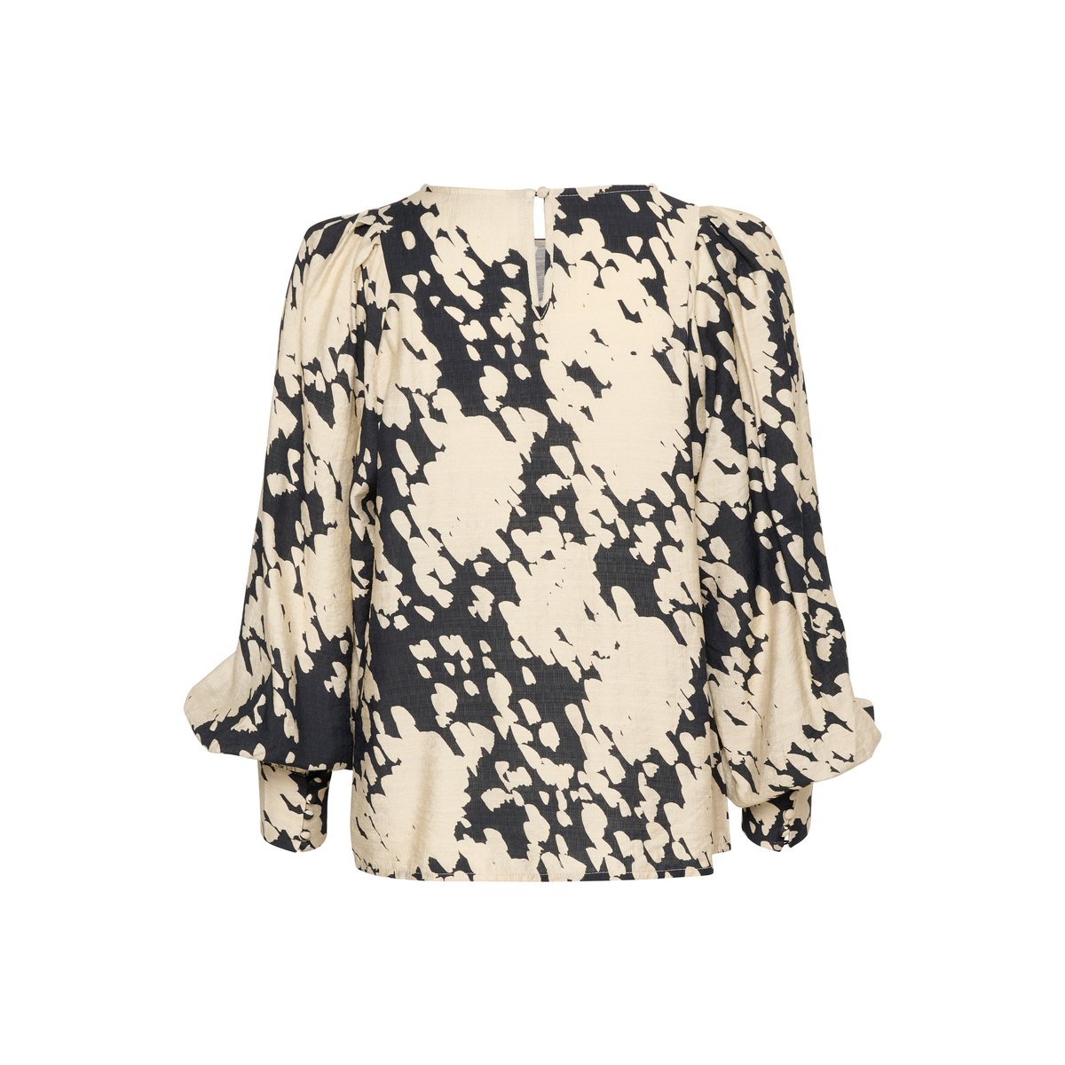 Blouse with long sleeve noir/beige graphique black/sand graphic cloud, KAFFE