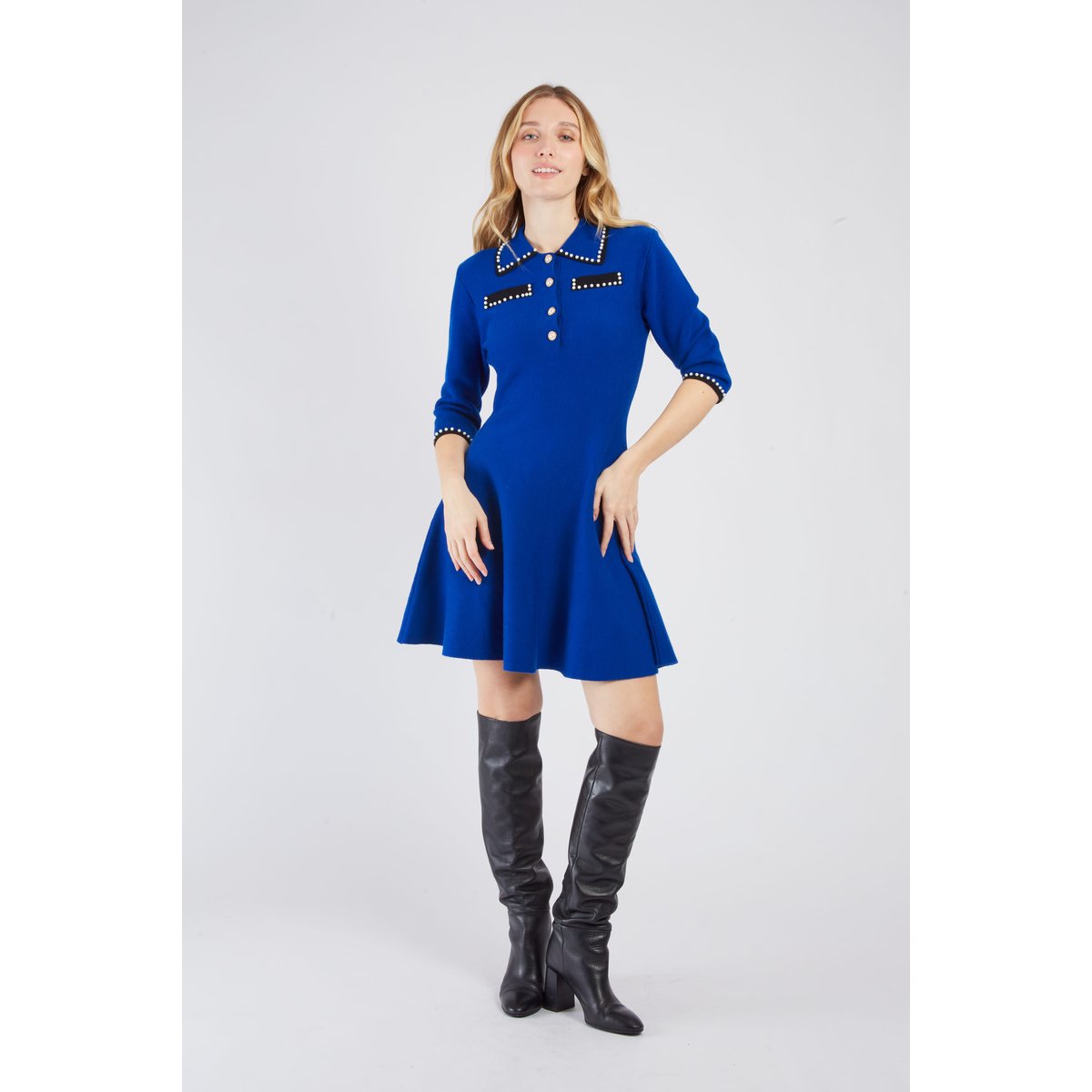 Robe courte patineuse en maille CAMERON gris, DERHY
