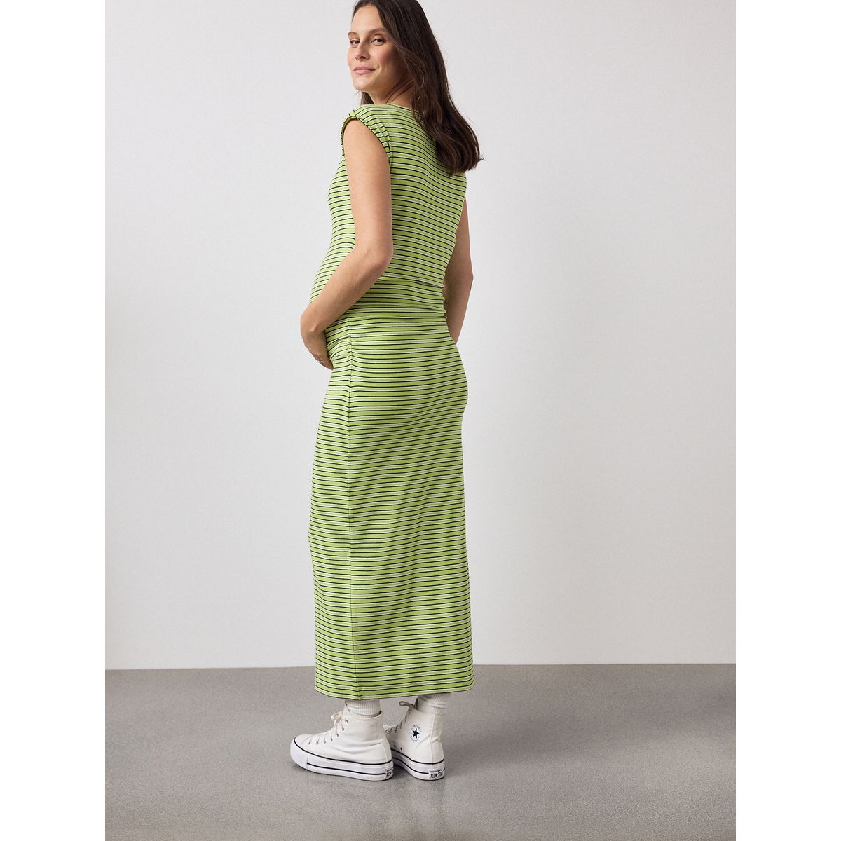 Robe ultra-douce de grossesse vert à rayures, NEXT