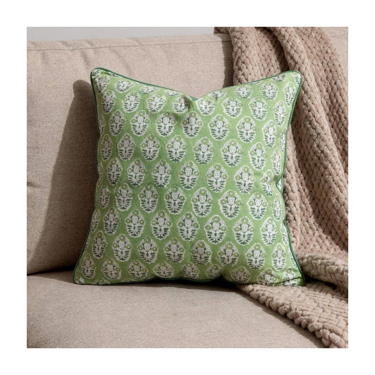 Housse de coussin Celadon vert, blanc, vert foncé, ARCHIV