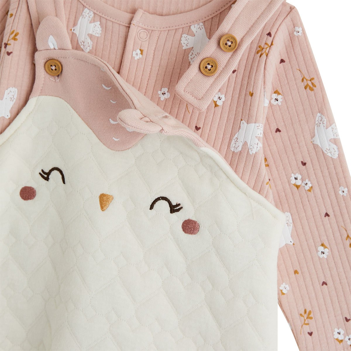 Ensemble salopette bébé matelassé et t-shirt Miette rose, PETIT BEGUIN