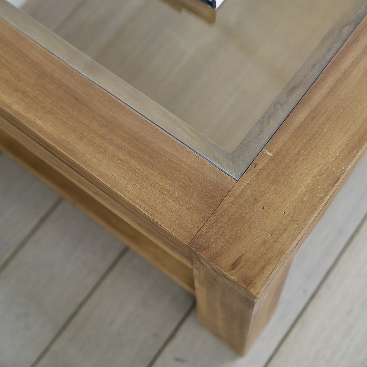 Table basse en teck massif 120 cm double plateau BOSTON naturel, BERAH GETAH