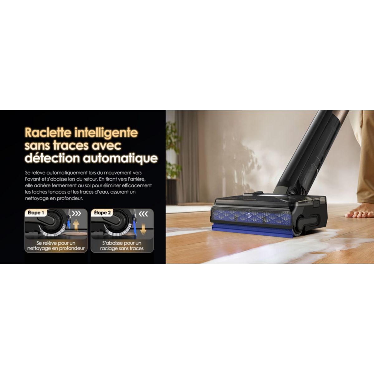 Aspirateur laveur pliable Floor One S7 Fold Elite Noir couleur unique, TINECO