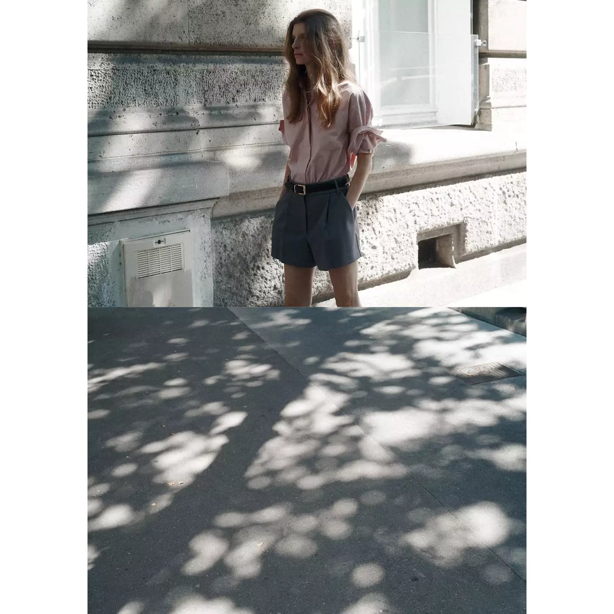 Short droit à pinces gris, MANGO