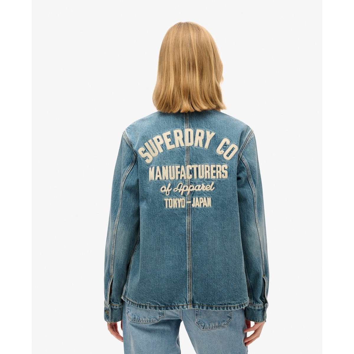 Veste en jean brodée Chore bleu vintage fulton, SUPERDRY
