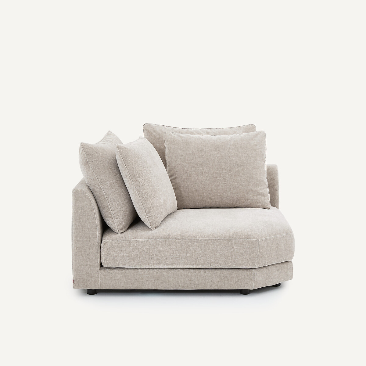 Canapé d'angle modulable en velours chenille, TIBERIO gris clair, AM.PM