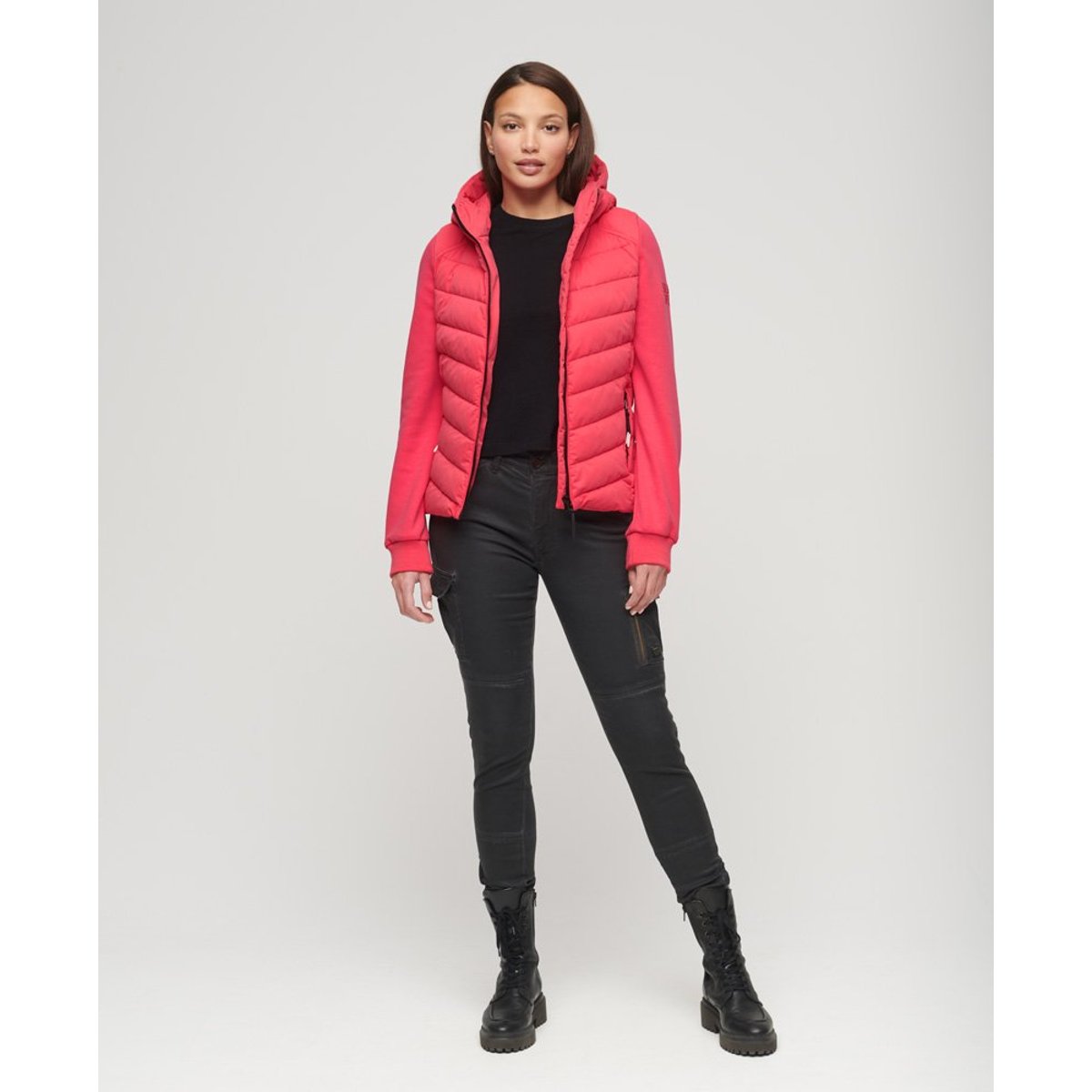 Veste à capuche matelassée Storm Hybrid rose actif, SUPERDRY